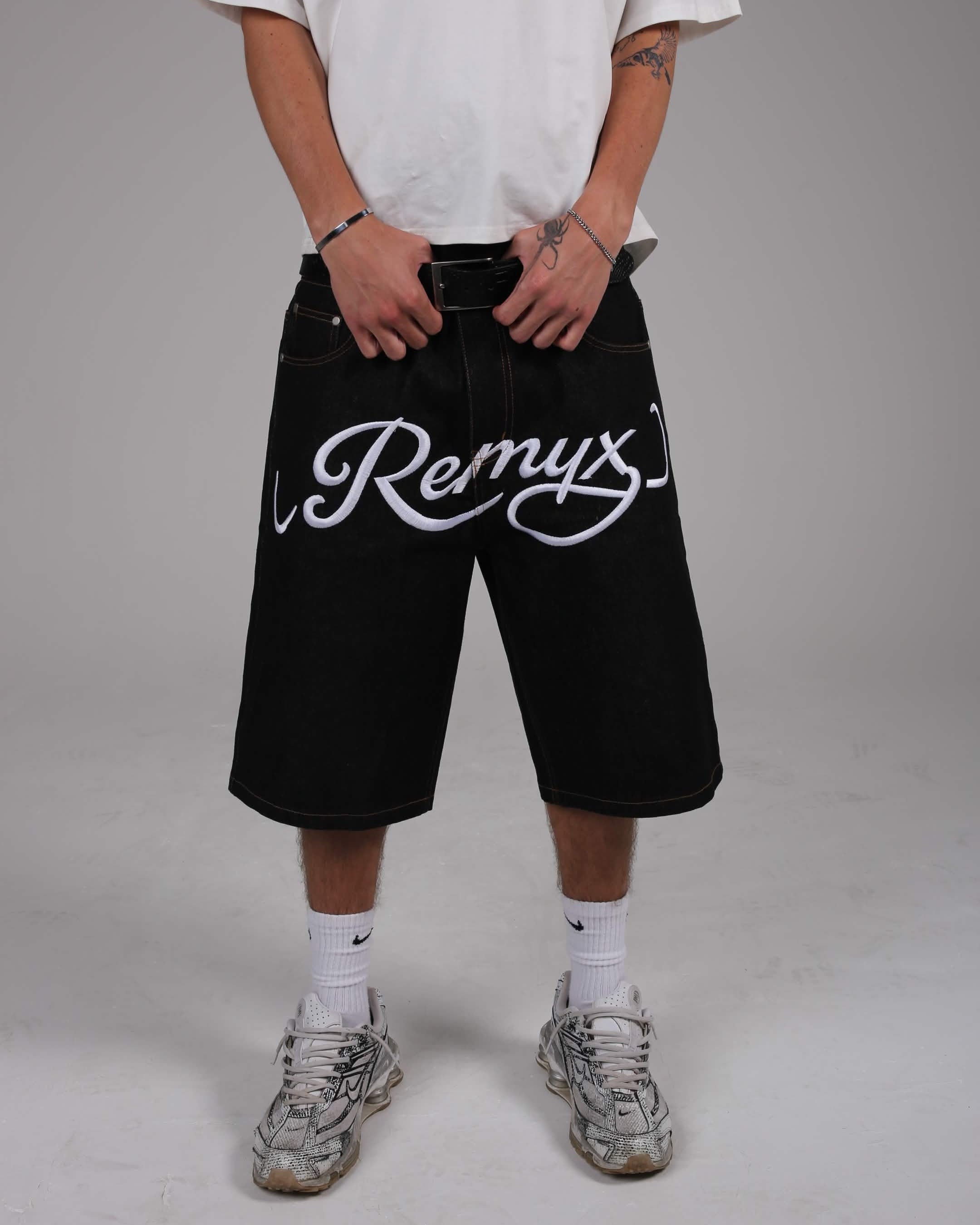 SCRIPT DENIM JORTS V8 – Remyx London