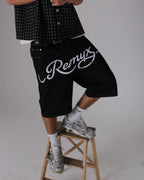 SCRIPT DENIM JORTS V8